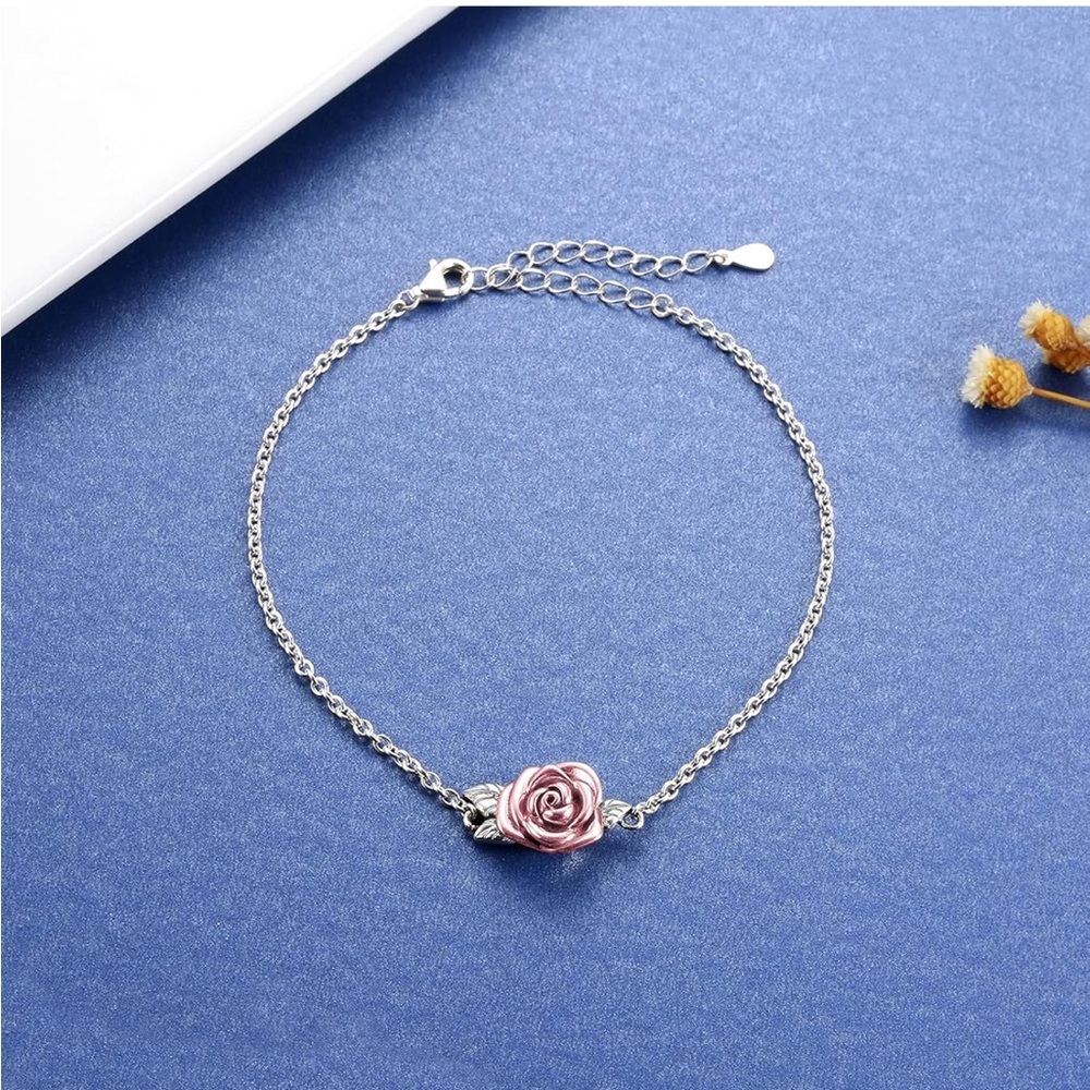 14k 925 Rose Urn Charm Memorial Bracelet